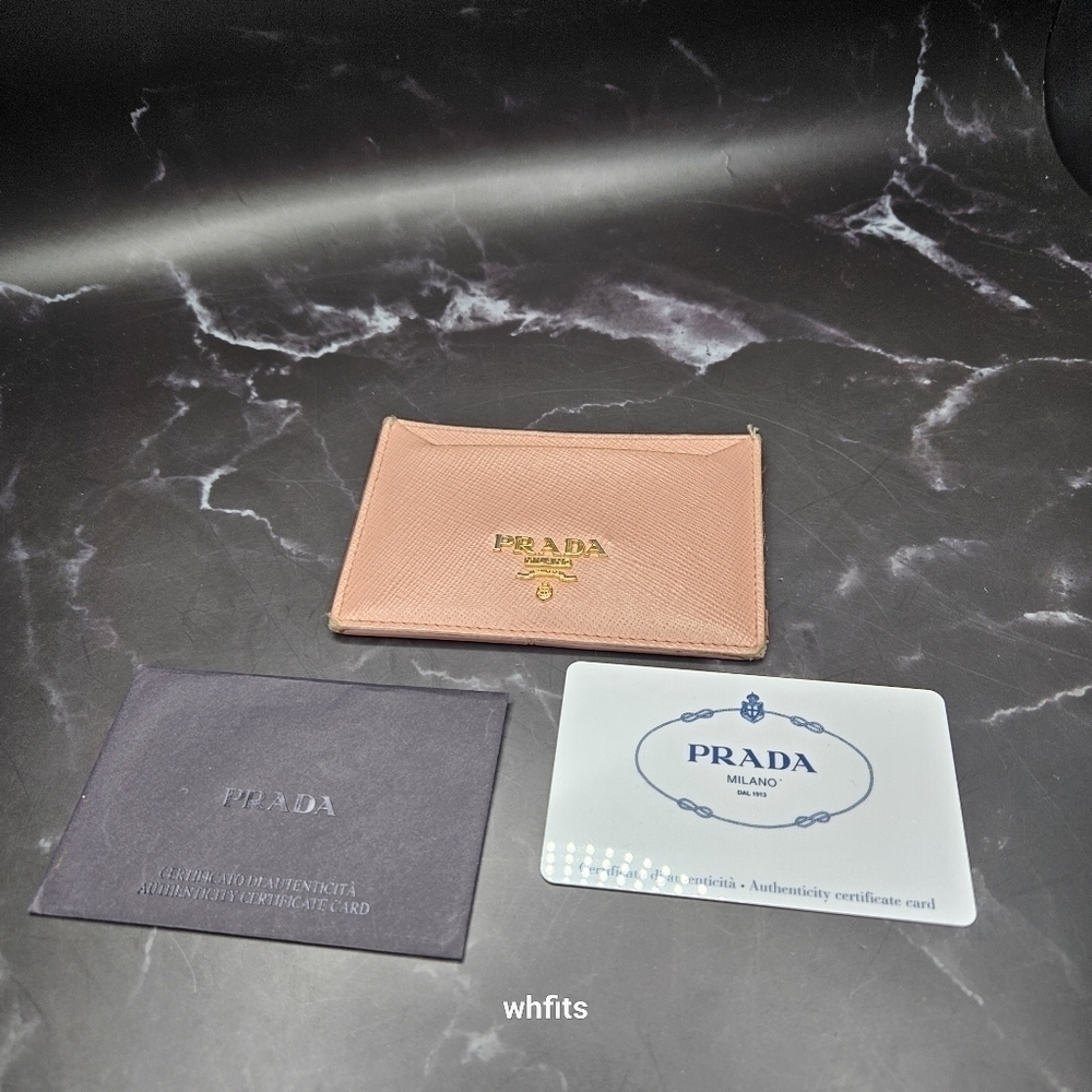 Prada Saffiano Metal Pink Card Holder Leather